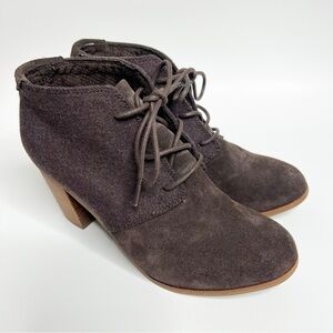 Toms Brown Suede & Fabric Rounded Lace Up Boots size 8.5